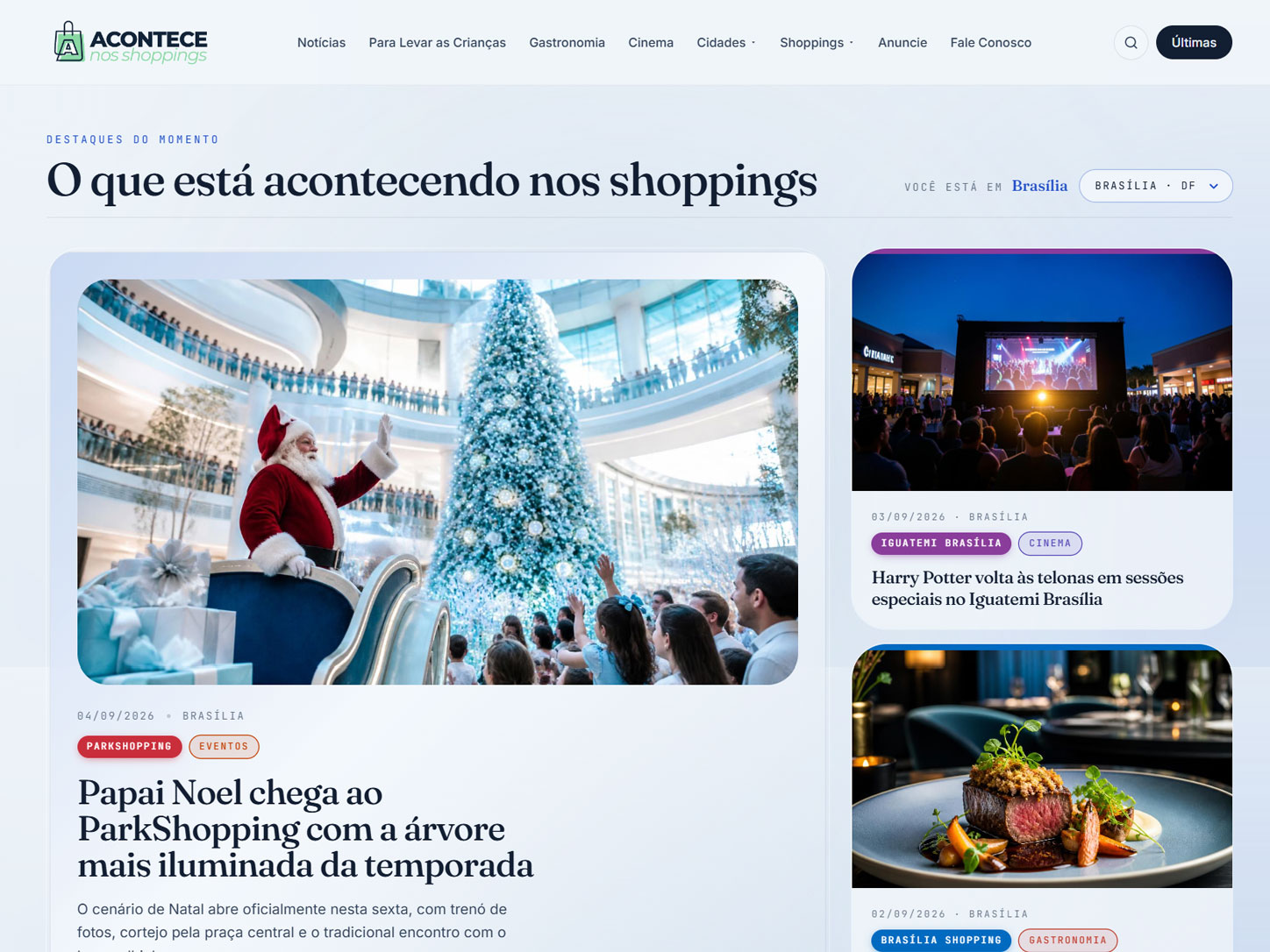 Acontece nos Shoppings website
